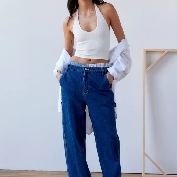 Out from Under by Urban Outfitters Ribbed Halter Top in White - Picture 1 of 8